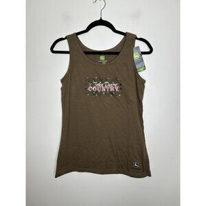 John Deere Women’s Tank Top John Deere Country Brown Sleeveless Size Medium NWT